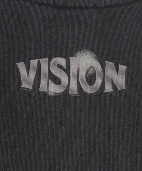 トレーナー スウェット VISION STREET WEAR/ヴィジョンストリートウエア オーバーサイズ 裏起毛 ピグメント ワンポイント バックプリ VISION STREET WEAR トレーナー スウェット WEAR/ヴィジョン