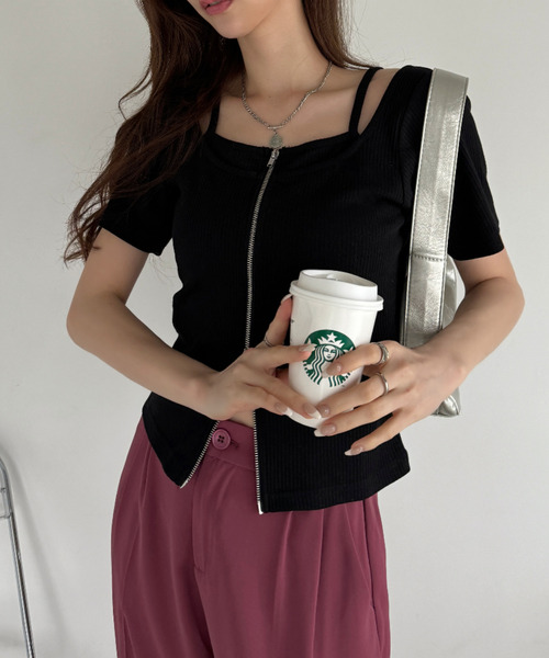 tシャツ レイヤードデザイン キャミソールトップス GH25s104「Girlyhalo」 レディース 楽天市場】トップス キャミソール ショート丈 レディース 長袖
