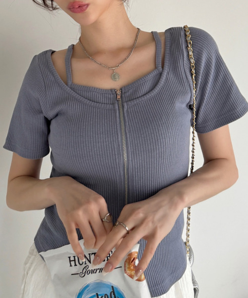 tシャツ レイヤードデザイン キャミソールトップス GH25s104「Girlyhalo」 レディース 楽天市場】トップス キャミソール ショート丈 レディース 長袖