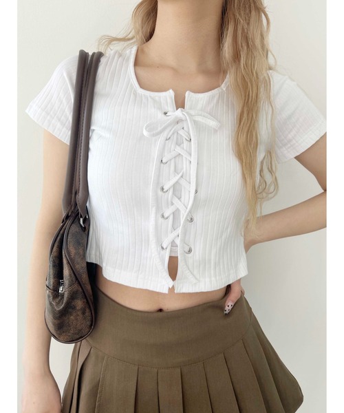 tシャツ フロッキー レースアップ トップス レディース mode-9838_00.jpg
