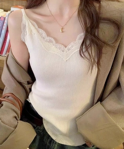 gossip!ロサンゼルス キャミソール レースVネックキャミソール 重ね着
