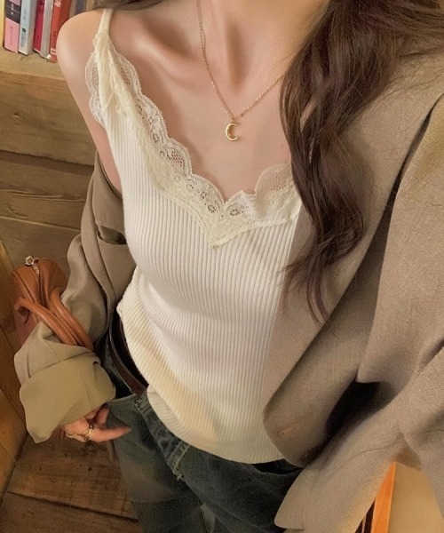 gossip!ロサンゼルス キャミソール レースVネックキャミソール 重ね着