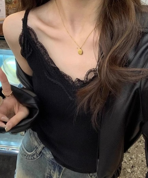 gossip!ロサンゼルス キャミソール レースVネックキャミソール 重ね着