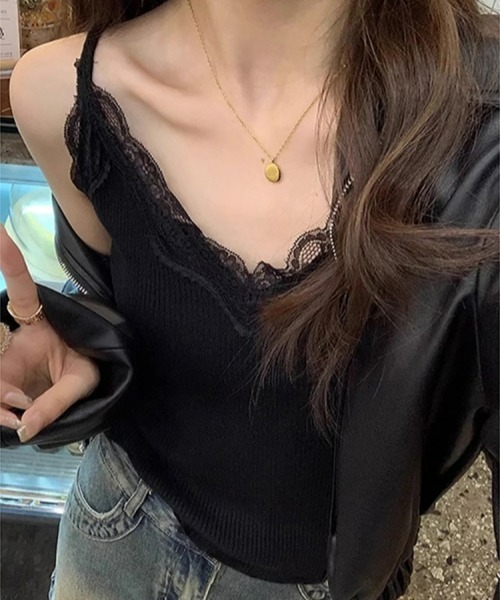 gossip!ロサンゼルス キャミソール レースVネックキャミソール 重ね着