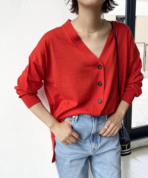Spick＆Span カーディガン 「追加」18G Vネックカーディガン 