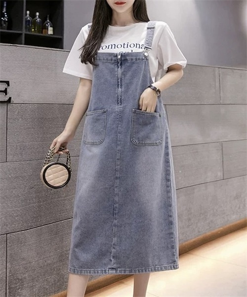 FREE STYLISTS ワンピース バックスリット 前後2wayファスナーデニム