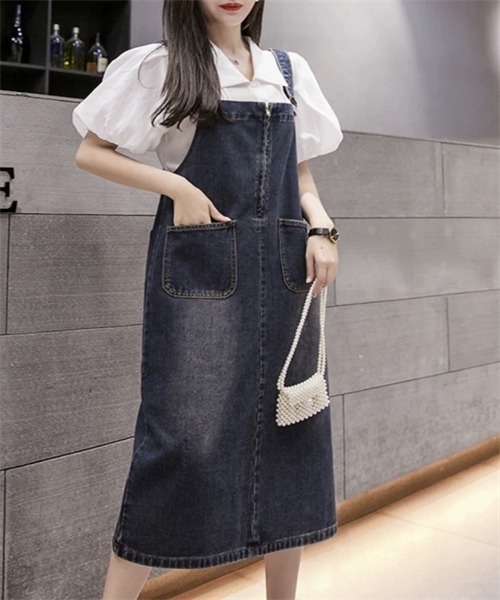 FREE STYLISTS ワンピース バックスリット 前後2wayファスナーデニム