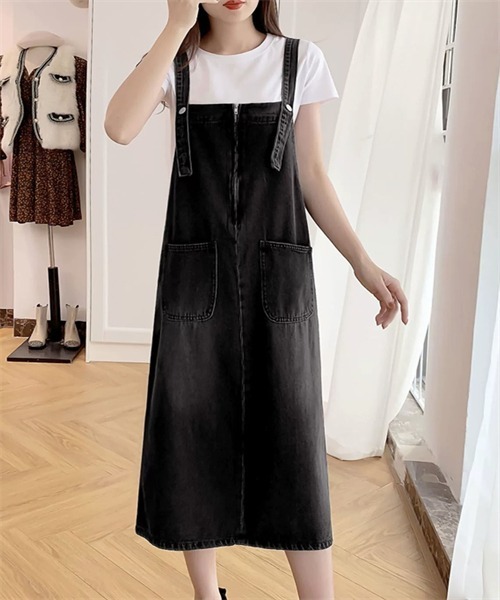 FREE STYLISTS ワンピース バックスリット 前後2wayファスナーデニム