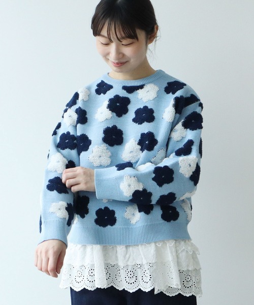 ニット セーター ●hanaジャカード プルオーバー レディース bulle de savon ニット セーター ○hanaジャカード プルオーバー