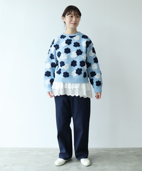 ニット セーター ●hanaジャカード プルオーバー レディース bulle de savon ニット セーター ○hanaジャカード プルオーバー