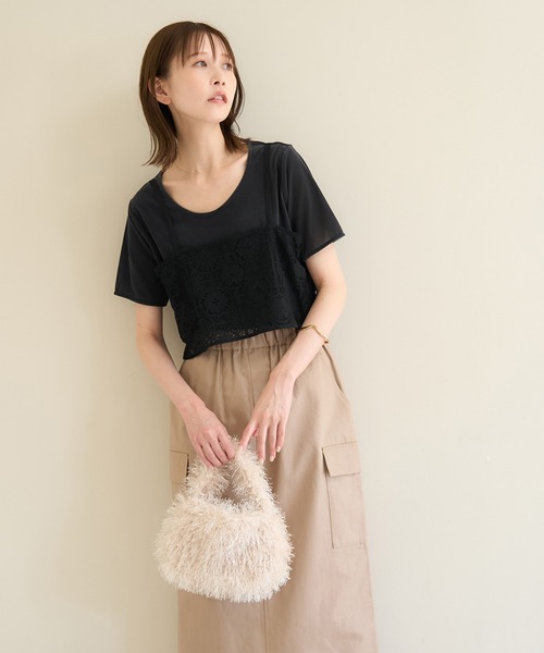 ROPE' PICNIC（ロペ ピクニック） tシャツ シアーベロアハーフスリーブ