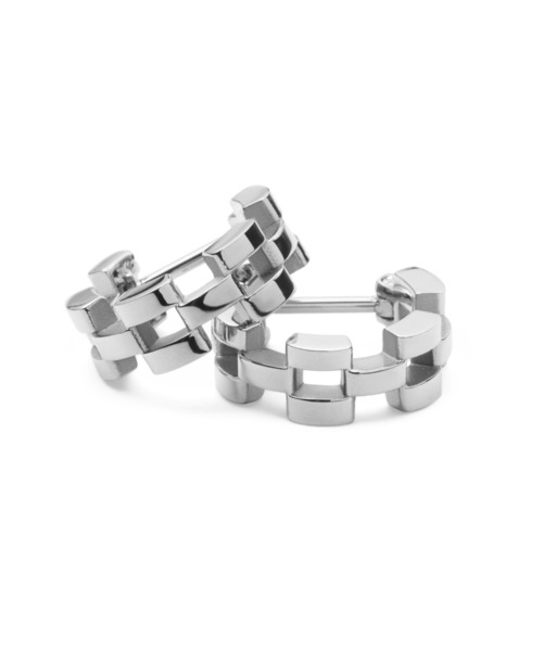 ゴールドシルバー3連リングピアス 太め フープピアス 2点 5mm シルバー ゴールド ミックス バイ