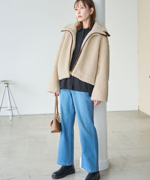 ROPE' PICNIC ムートンコート ボアコート ジップボアブルゾン