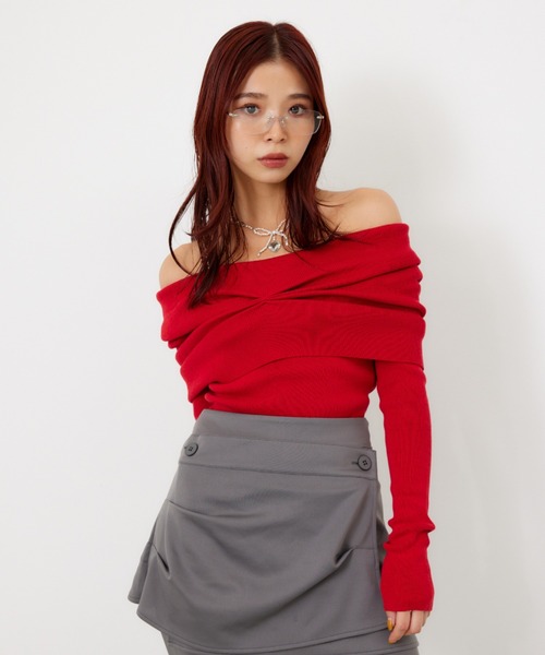 SLY ニット セーター OFF SHOULDER KNIT TOPS オフ ショルダー