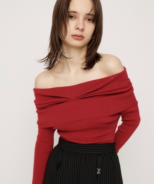 SLY ニット セーター OFF SHOULDER KNIT TOPS オフ ショルダー