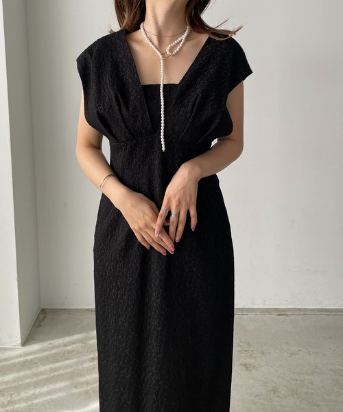 ドレス 「オケージョン対応」V line jacquard dress レディース