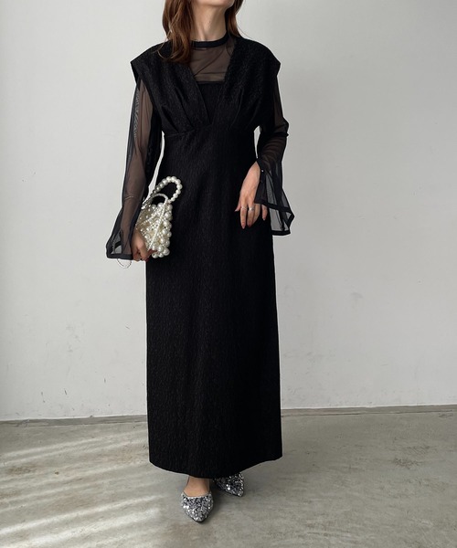 レディース ワンピース ドレス V 【】 line jacquard dress ANDRESD