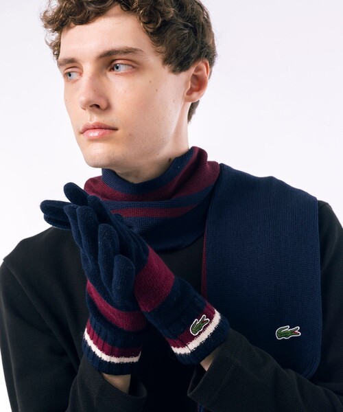 LACOSTE ストライプカラー ブロック クルーネックニット LACOSTE（ラコステ） ストライプカラー コットンニット / メンズ