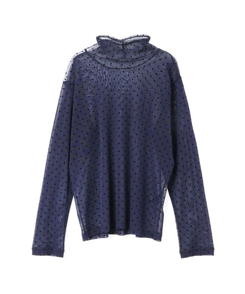 【新品】mizuiro ind メッシュドットハイネックプルオーバー　ブラウン mizuiroind tシャツ mizuiro ind メッシュドットハイネックプル