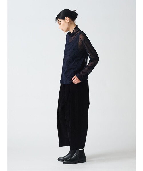 【新品】mizuiro ind メッシュドットハイネックプルオーバー　ブラウン mizuiroind tシャツ mizuiro ind メッシュドットハイネックプル