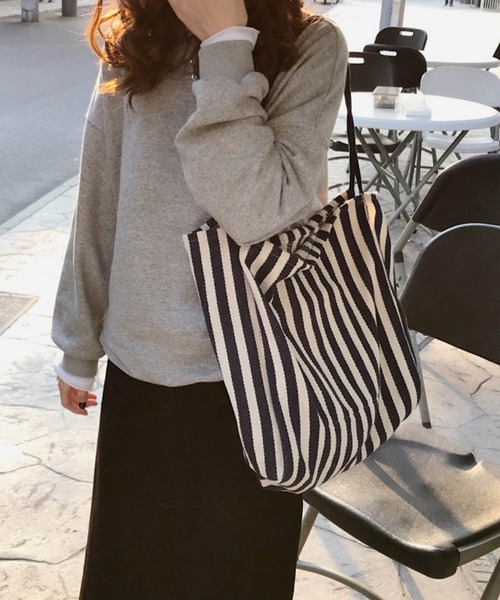 【PINKO】ストライプ ミディアム ショッパーバッグ 大容量トート Mignonjour トートバッグ FReePLACe/大容量ストライプトート