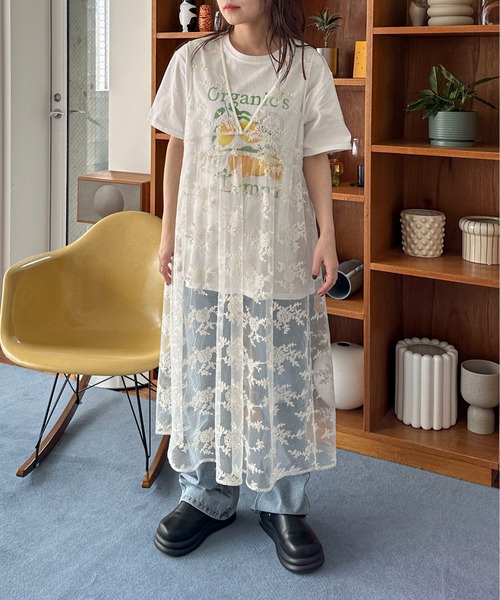 メッシュ 刺繍 スパンコール フラワー レイヤード ワンピース PILIT ワンピース フラワー刺繍レイヤードワンピース : ZOZOTOWN