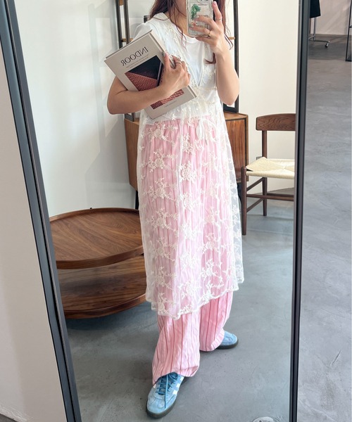 メッシュ 刺繍 スパンコール フラワー レイヤード ワンピース PILIT ワンピース フラワー刺繍レイヤードワンピース : ZOZOTOWN