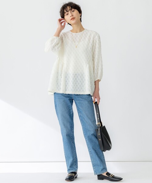 23区（ニジュウサンク） ブラウス シャツ 「洗える」シアーカットジャ