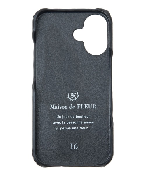 DEMUI ブラック iPhoneケース カードポケット付き Maison de FLEUR スマホケース カードポケットミラー付き