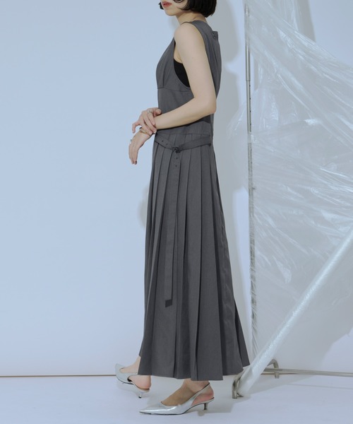 Ezick ワンピース simple sleeveless プリーツワンピース