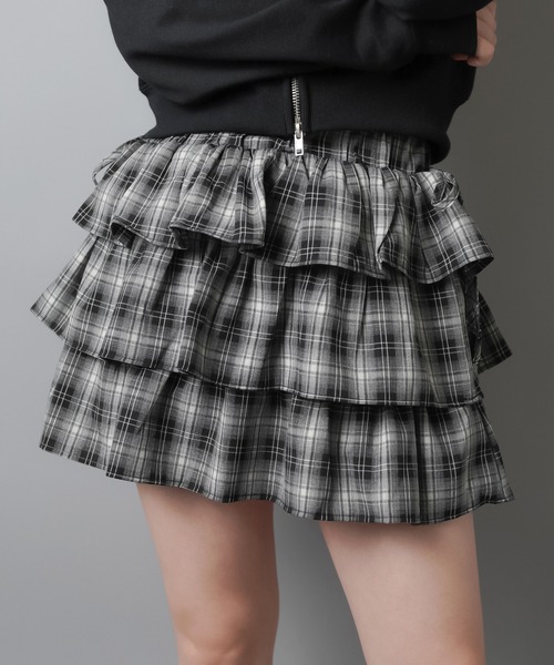 SPINNS（スピンズ） スカート ティアードミニスカート/チェック