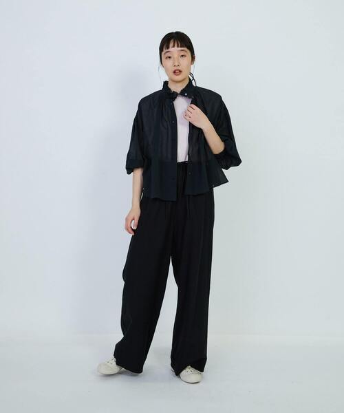ブラウス シャツ ボイルワッシャー長袖シャツ レディース LOISIR ブラウス シャツ コットンボイルワッシャーフリルカラー