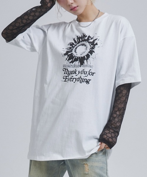 MSGM クラフィックフリントTシャツ 2940MM202207598 99 ENVYM tシャツ フラワー プリント ビックシルエット Tシャツ