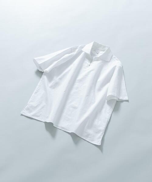 ARTS&SCIENCE バンドカラーリネンシャツ スキッパー 白 ゆったり BEAUTY&YOUTH UNITED ARROWS（ビューティーアンドユース