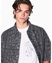 EMPORIO ARMANI 厚手デニム半袖シャツ ARMANI EXCHANGE シャツ 「A|X アルマーニ エクスチェンジ」ペイズリー