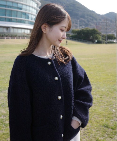 Mila Owen ノーカラージャケット ネイビー Mila Owen（ミラオーウェン） ノーカラージャケット 1 ネイビー