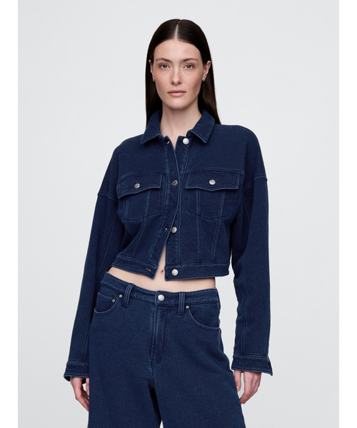   クロップド ユーティリティ デニムジャケット S GAP（ギャップ） デニムジャケット gジャン フレンチテリー クロップド