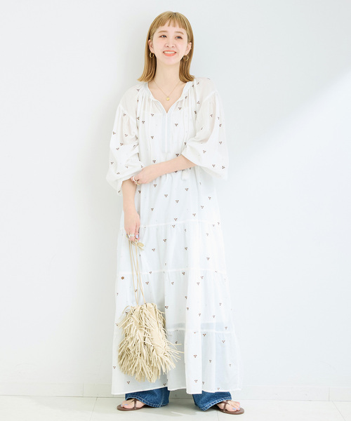 B.C STOCK ワンピース 「追加」手洗い可 / フラワー刺繍