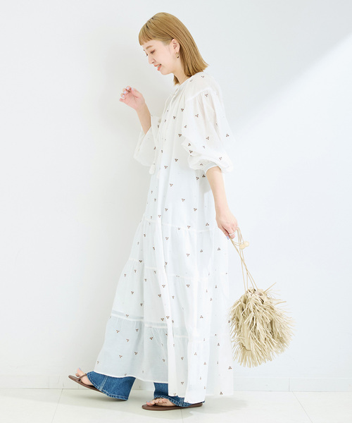 B.C STOCK ワンピース 「追加」手洗い可 / フラワー刺繍ワンピース