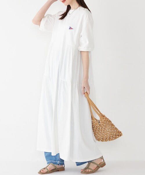 ワンピース 「SHIPS Colors別注」Allen A:「手洗い可能」USAコットン ティアード ワンピース