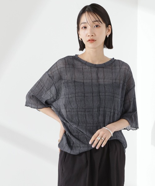 ちい様向け確認用【S(36)】nano・universe レディース Tシャツ NANO universe（ナノ・ユニバース） tシャツ 楊柳チェックシアーカット