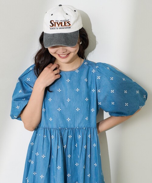 FREAK'S STORE ワンピース インド 小花柄刺繍パフワンピース