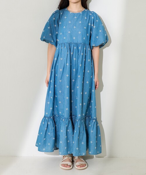 ◆送関無◆Free People 花柄クロシェ オープンバックワンピース 小花柄バックオープンワンピース | celeste