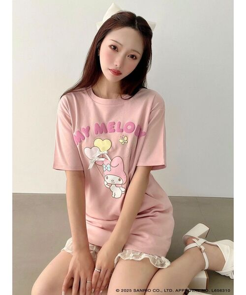 tシャツ 「メロクロコラボ」リボンポイントビッグTシャツ レディース