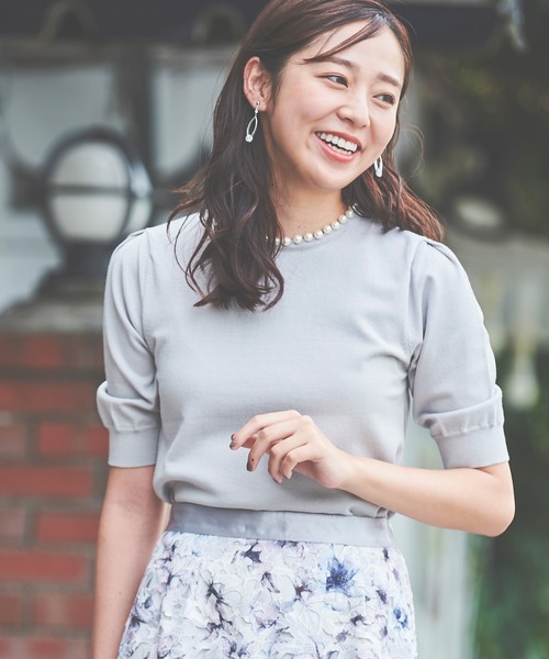 「LAISSE PASSE」 半袖ニット MEDIUM ライトグレー レディース