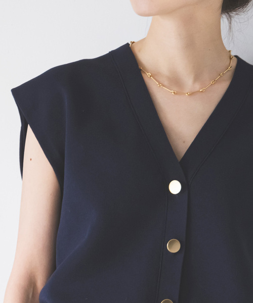 NOBLE CO/PE ニットベスト ネイビー Noble（ノーブル）の「CO/PE ニットベスト（ベスト）」 - WEAR