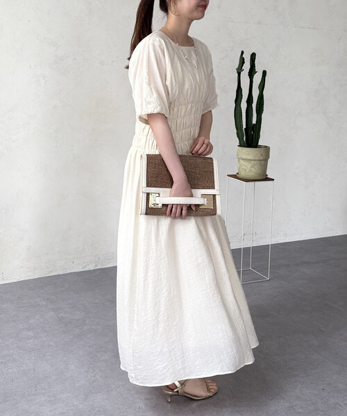 Chez toi（シェトワ） ワンピース ウエストシャーリングワンピース