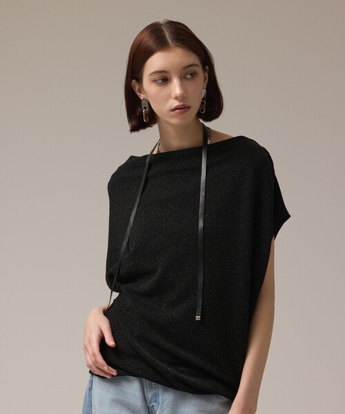 tシャツ ラメドレープカットトップ レディース