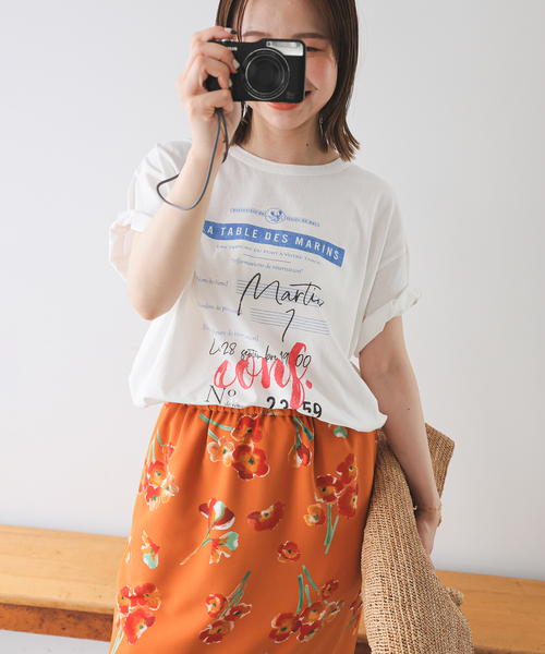 SLOBE IENA tシャツ USAコットンロゴプリントTEE レディース