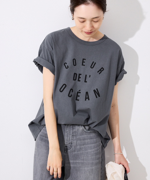 SLOBE IENA tシャツ USAコットンロゴプリントTEE レディース